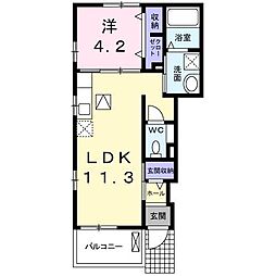 ミニヨン・アンジュ 1階1LDKの間取り
