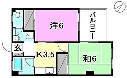ハイツワイアール 3階2Kの間取り