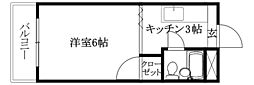 レ・セーナ中一万 1Kの間取図画像
