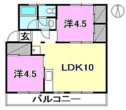 ブリューメ・ハイム壱番館 3階2LDKの間取り
