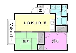 ヴァン・ヴェール 2LDKの間取図画像