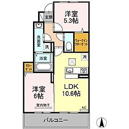 メゾン・ド・シュシュB 2LDKの間取図画像