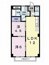 シティ森 2階2LDKの間取り