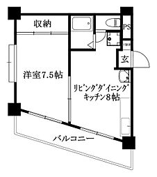 ハイツ立花 1DKの間取図画像