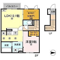 メゾン　リノ 202 号室 2階1SLDKの間取り