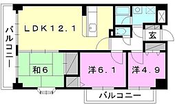 いよてつロフティ郡中 2階3LDKの間取り