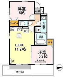 コーポ松ノ木 1階2LDKの間取り