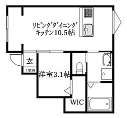 Alba-casa高岡 1LDKの間取図画像