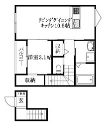 Alba-casa高岡 1LDKの間取図画像