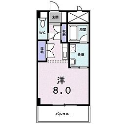 明山 202 号室 2階ワンルームの間取り
