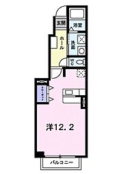 メゾンドロベリア 1Kの間取図画像