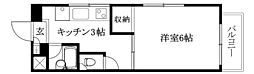 ルナ・ソレイユ桑原 1Kの間取図画像