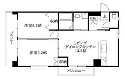 ひかりハイツ石手川 2LDKの間取図画像