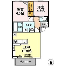 プレジデント持田A 2LDKの間取図画像