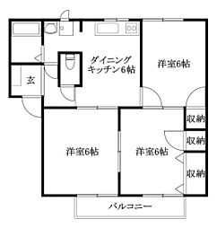 ガーデンハイツE 3DKの間取図画像