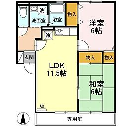 シャトレー・ワタナベ 2LDKの間取図画像
