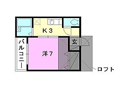コンフォート南吉田 1Kの間取図画像