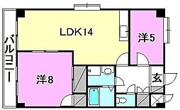 リベルタ竹原 2LDKの間取図画像