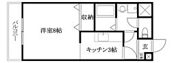 サンブロードハブ 1Kの間取図画像
