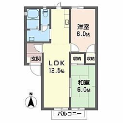 ヴェルディ白石C 2LDKの間取図画像