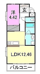 chaleur 1LDKの間取図画像