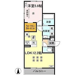 ベルナシェンテ南松山 1LDKの間取図画像