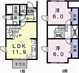 サントル吉藤C 2LDKの間取図画像