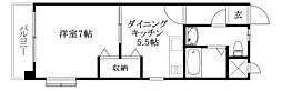 ベルエアー樽味 1DKの間取図画像