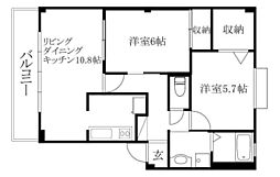 キュア空港通 2LDKの間取図画像