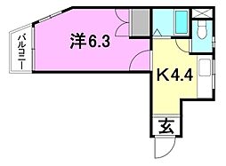 アルフォンソ 1Kの間取図画像