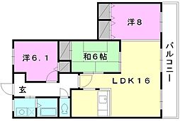 サンヴァリエ岩崎 3LDKの間取図画像