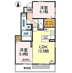 メゾン・ド・シュシュB 2LDKの間取図画像