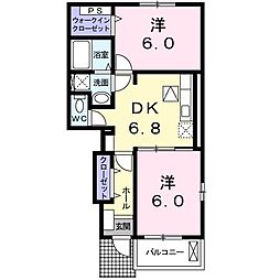 ウエストエアリーA 2DKの間取図画像