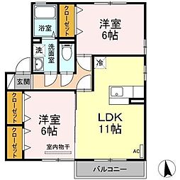ジュネス椿B 2LDKの間取図画像