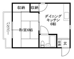 カサブランカマンション 1DKの間取図画像