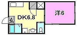 オックスフォードサーカス春日町別館 1DKの間取図画像