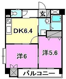 プランドール 2DKの間取図画像