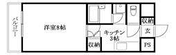 エコール久米 1Kの間取図画像