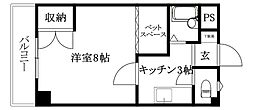 サンテラスT 1Kの間取図画像