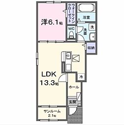 サニーハイツI 1LDKの間取図画像