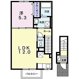 ジャルダン II 1LDKの間取図画像