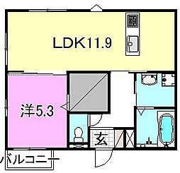 カーサ山越 1LDKの間取図画像
