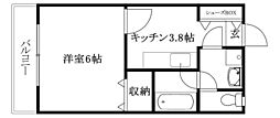 ミュゼ南松山 1Kの間取図画像