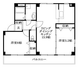 フォブールトキワ3 2LDKの間取図画像