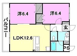 フェニックスコートD 2LDKの間取図画像