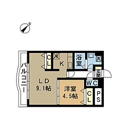 レジュイール東中通 1LDKの間取図画像