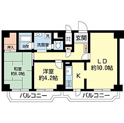 万代ファーストハイツ 2LDKの間取図画像