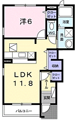 アンジュエールＣ 1階1LDKの間取り