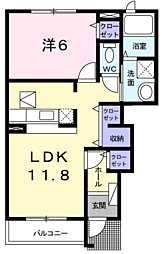 アンジュエールＣ 1階1LDKの間取り