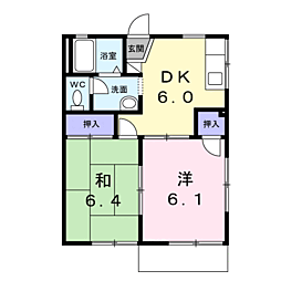 ハイツ寺尾 2DKの間取図画像